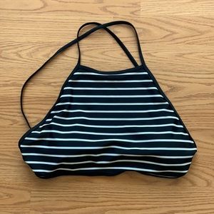 EUC Girls Aerie Black & White Halter Bikini Swim Top
